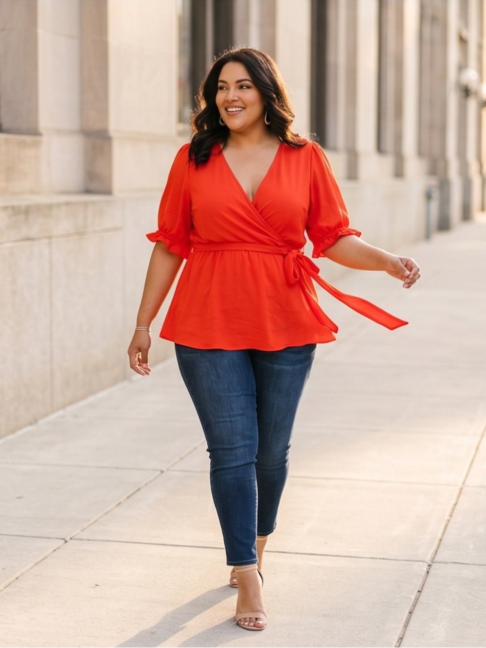 TORRID Vibrant Orange front tie short sleeve Peplum Top plus size 4x